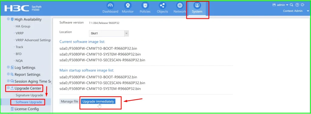 H3C Firewall initialization, version upgrade, HA & Failover SecPath F5000 12 Screenshot 10